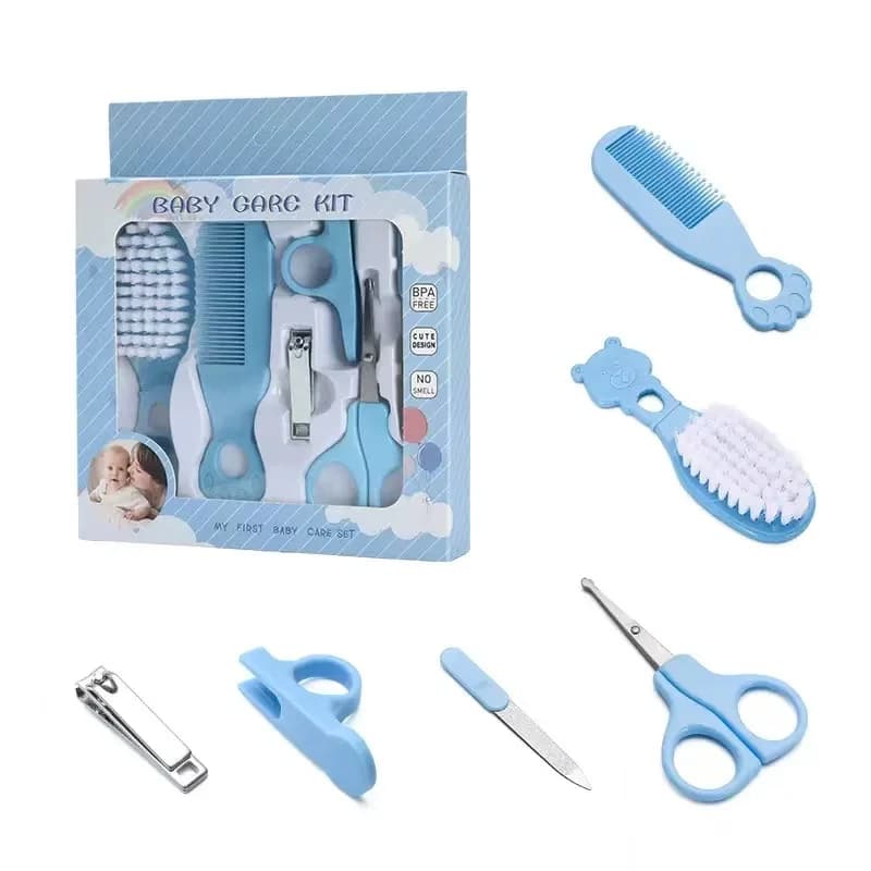 Baby Grooming Kit Baby Care Set Cute Design Comb Brush Nail Clippers Scissors Safe Newborn Infant Grooming Tools