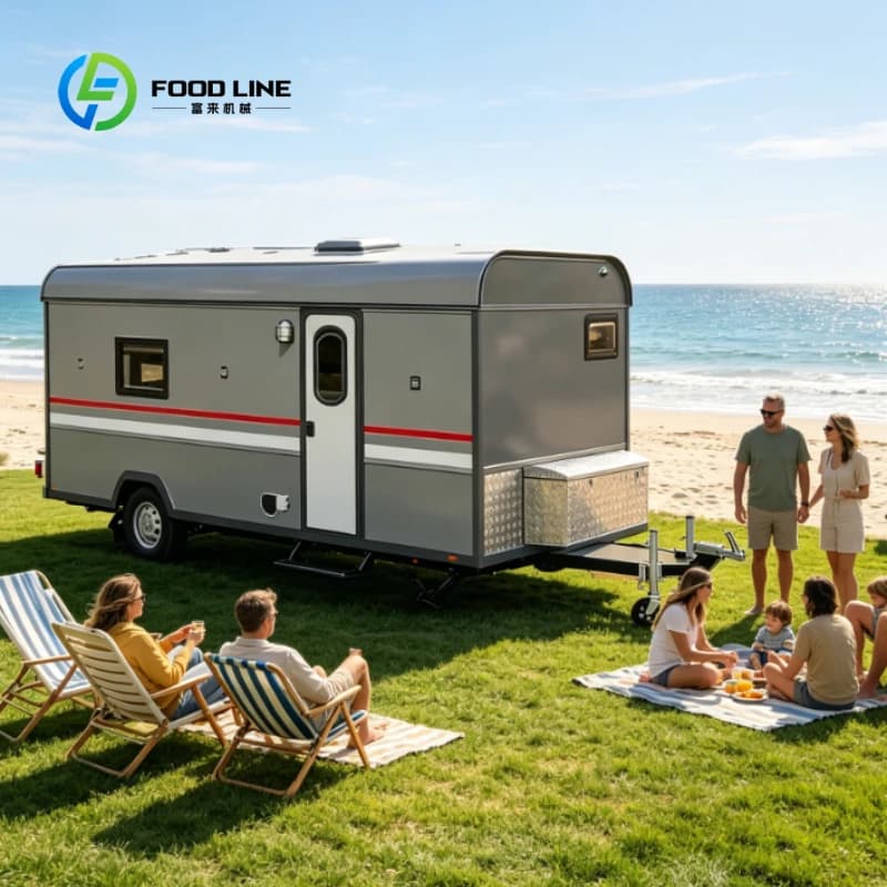 Customized 4 Passenger Outdoor Campsite Lodging Trailer, Family Travel Caravan Built with Bathroom for Outdoor Holiday Camping