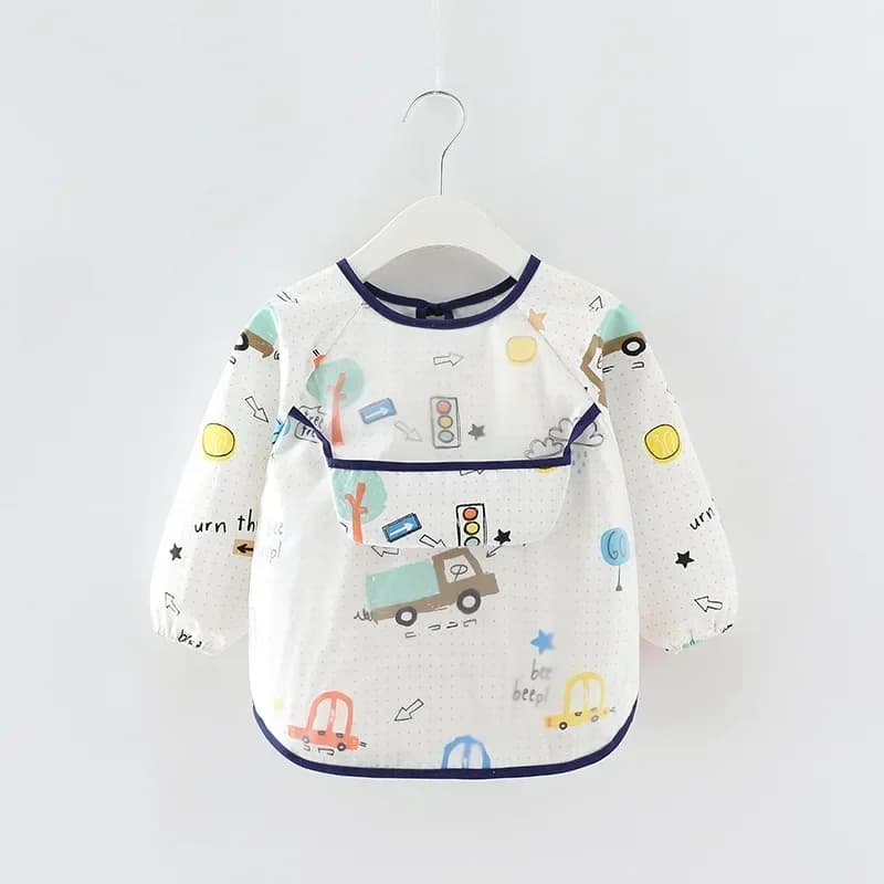 Baby Bibs Waterproof Infant Eating Bib with Pocket Children Drawing Long Sleeve Apron Kid Burp Cloth Boys Girls Bandana Stuff