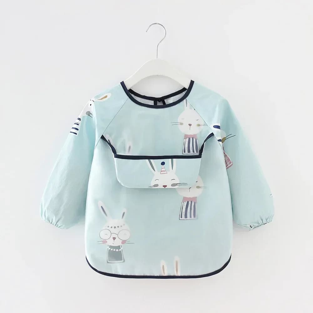 Baby Bibs Waterproof Infant Eating Bib with Pocket Children Drawing Long Sleeve Apron Kid Burp Cloth Boys Girls Bandana Stuff