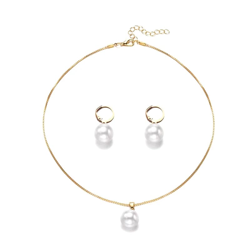 '2 Pieces Of Round Pearl Jewelry Set, Earrings, Pendants, Necklaces, Ladies' Exquisite And Fashionable Wedding Jewelry Set,Gifts