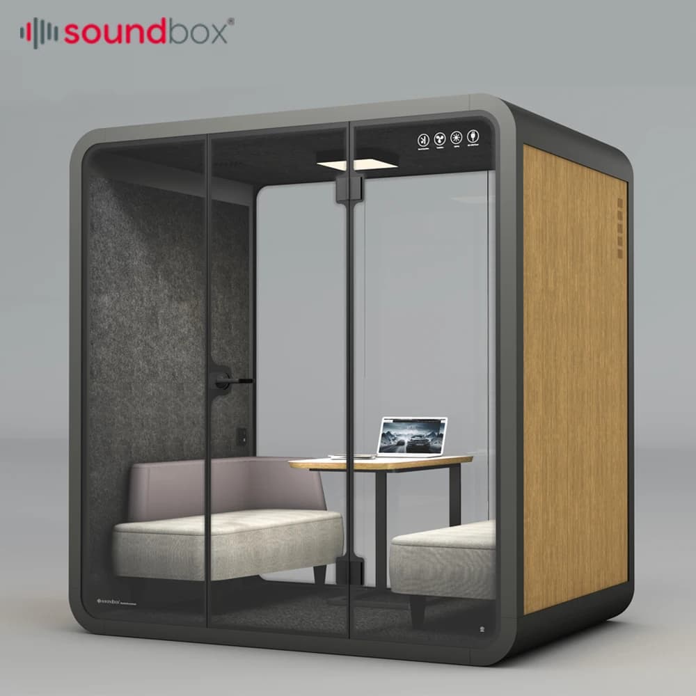 Customized Large Office Pod for 6 People, New Design with Desk, Smart Silent Workspace for Home Office, Soundproof