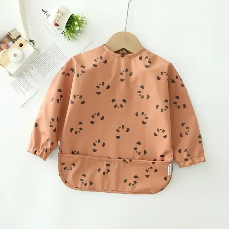 Baby Soft Waterproof Bib Kid Long Sleeves Adjustable Feeding Cloth Little Boy Girl Painting Smock Child Meal Eating Apron