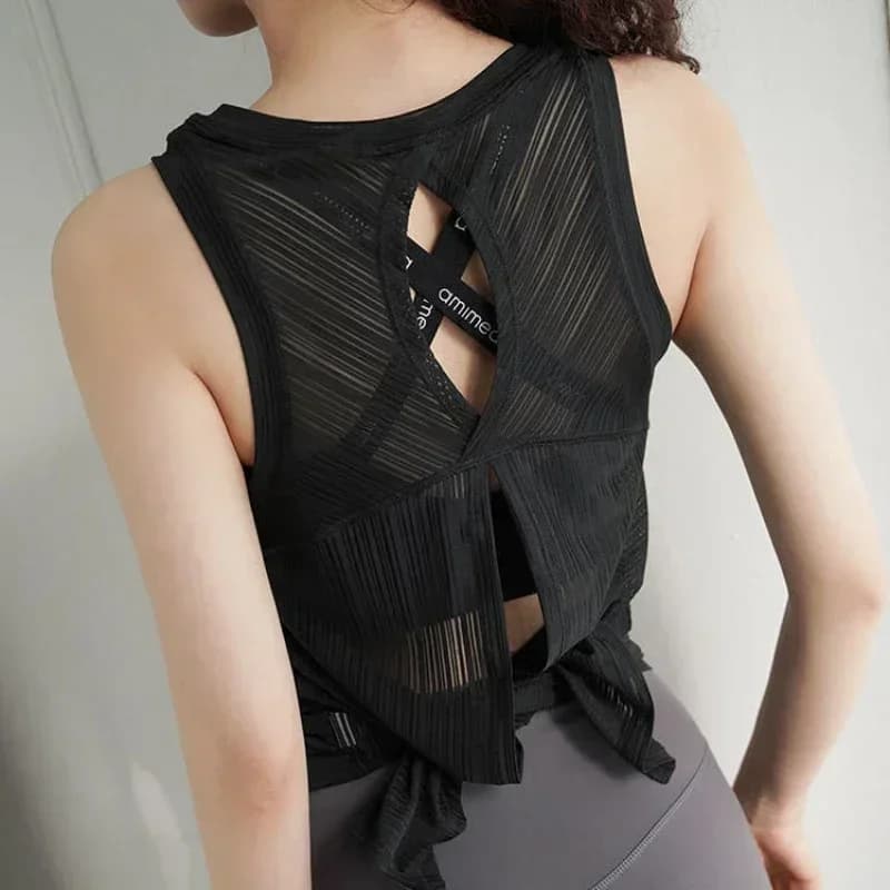 Fitness Yoga T-shirt Top Sexy Open Back Sport T-shirt Women Gym Tank top Loose Sportswear Breathable Workout Tank Top Sleeveless