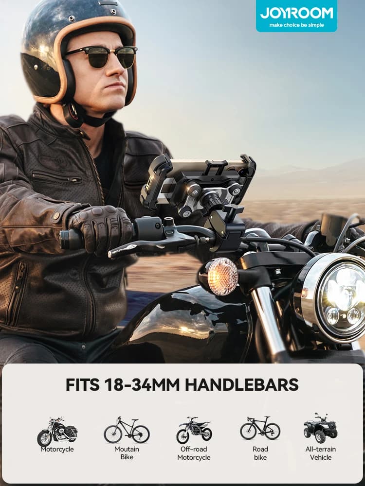 Joyroom Motorcycle Phone Mount Anti Vibration Phone Holder for Motorcycle Handlebar Bike Phone Mount for iPhone for 4.7-7”Phone