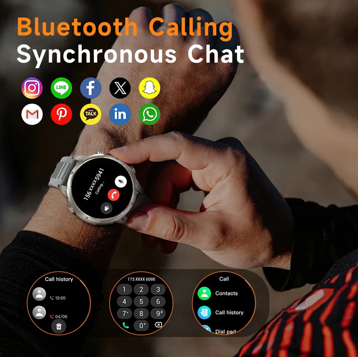 The 2025 new smart watch is equipped with a strong flashlight, supports Bluetooth calls, 1.7-inch HD screen, health monitoring