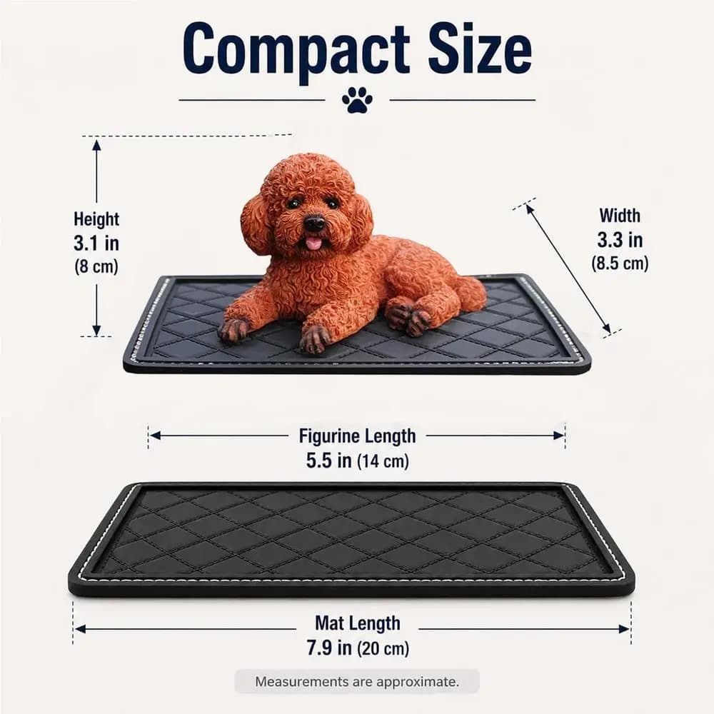 Dog Dashboard Decoration Realistic Cute Resin Puppy Statue With Mat Car Dash Decorations For Desks Bookshelves Tables Home decor