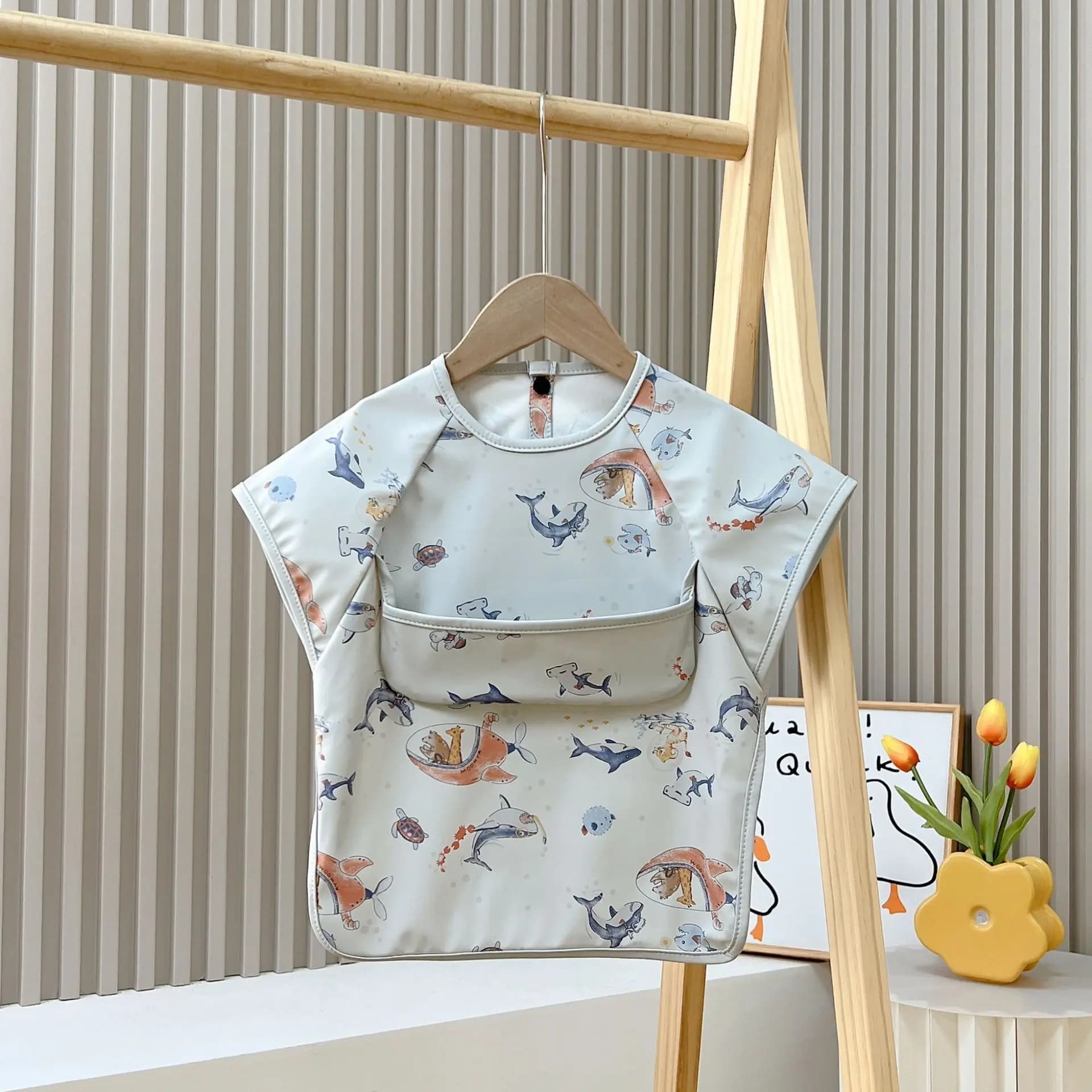 Baby Soft Waterproof Bib Kid Long Sleeves Adjustable Feeding Cloth Little Boy Girl Painting Smock Child Meal Eating Apron