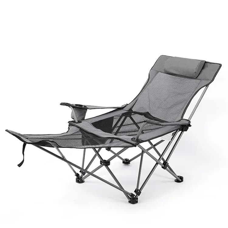 Camping Lounge Chair, Portable Reclining Camping Chair, Folding Camping Chair with Footrest,Headrest & Storage Bag