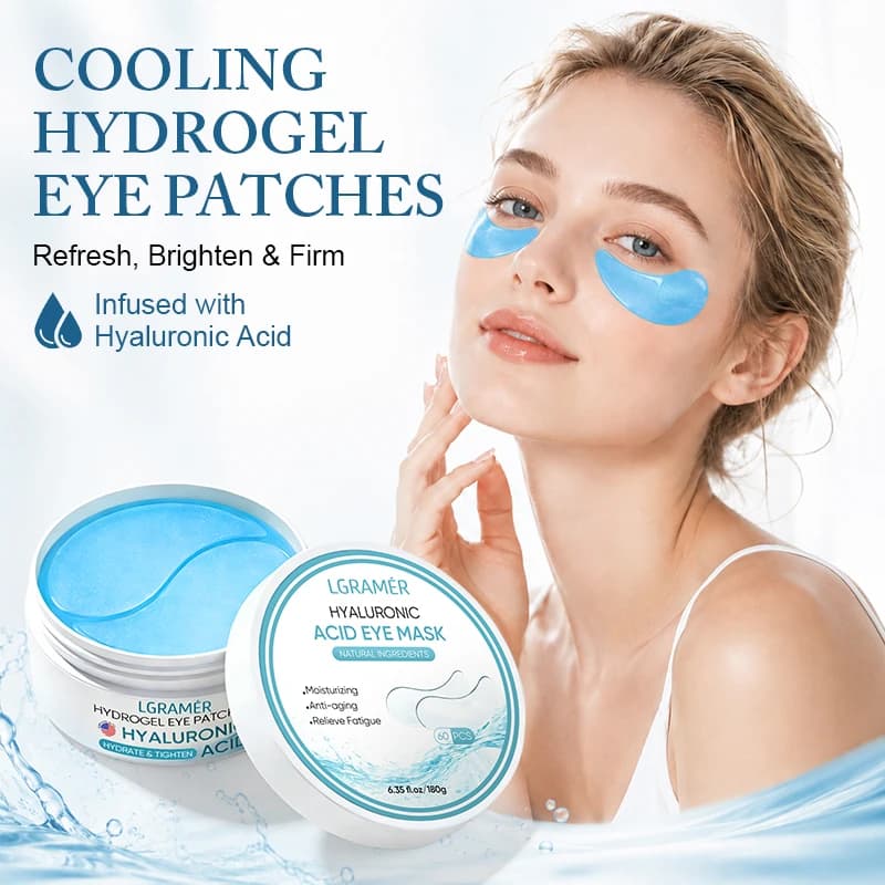 Blue Collagen Gel Eye Patches with Hyaluronic Acid, Hydrating Under Eye Mask for Puffy Eyes, Dark Circles, Eye Bags & Fine Line