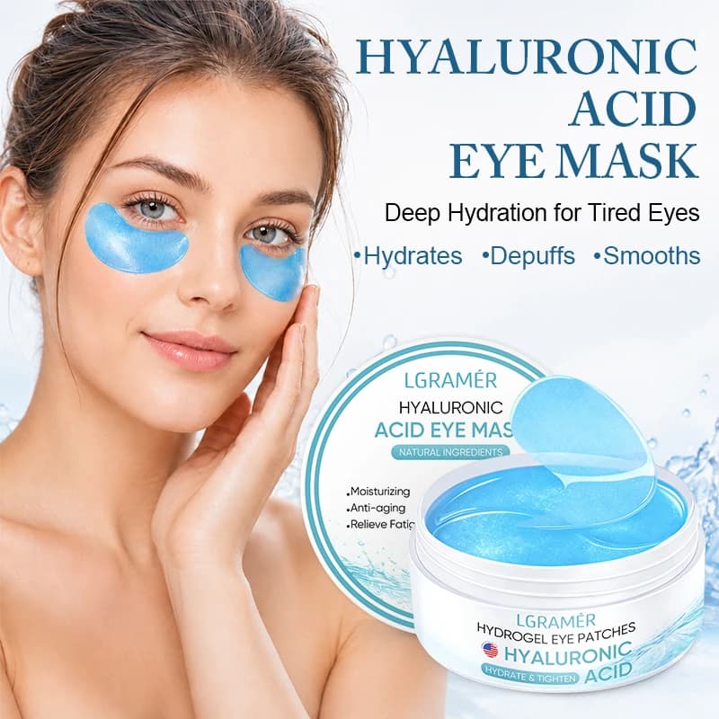 Blue Collagen Gel Eye Patches with Hyaluronic Acid, Hydrating Under Eye Mask for Puffy Eyes, Dark Circles, Eye Bags & Fine Line