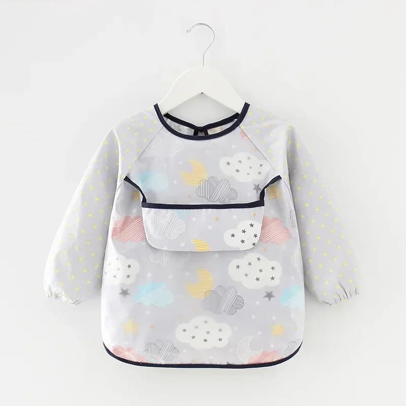 Baby Bibs Waterproof Infant Eating Bib with Pocket Children Drawing Long Sleeve Apron Kid Burp Cloth Boys Girls Bandana Stuff