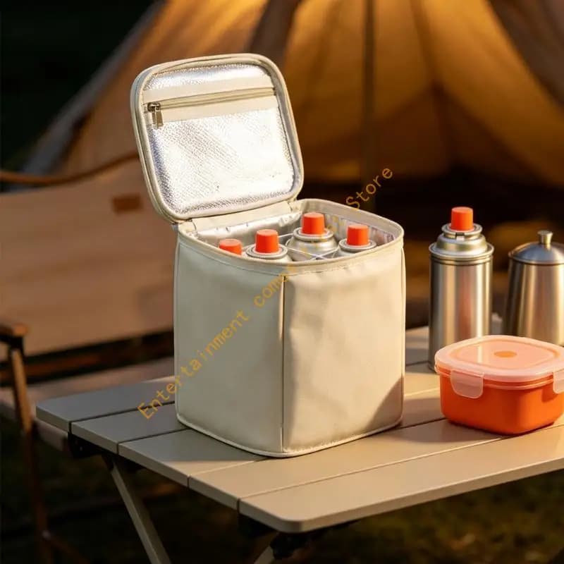 Camp Cooking Gas Canister Storage Case with Handle, Camping Carry Bag for Car Use, Shelf Placement, Lined Interior Form for