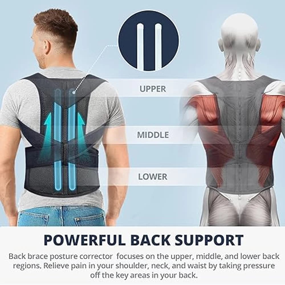 Posture Corrector for Men Women - Adjustable Back Brace for Upper&Lower Back Pain - Lumbar & Shoulder Support to Improve Posture