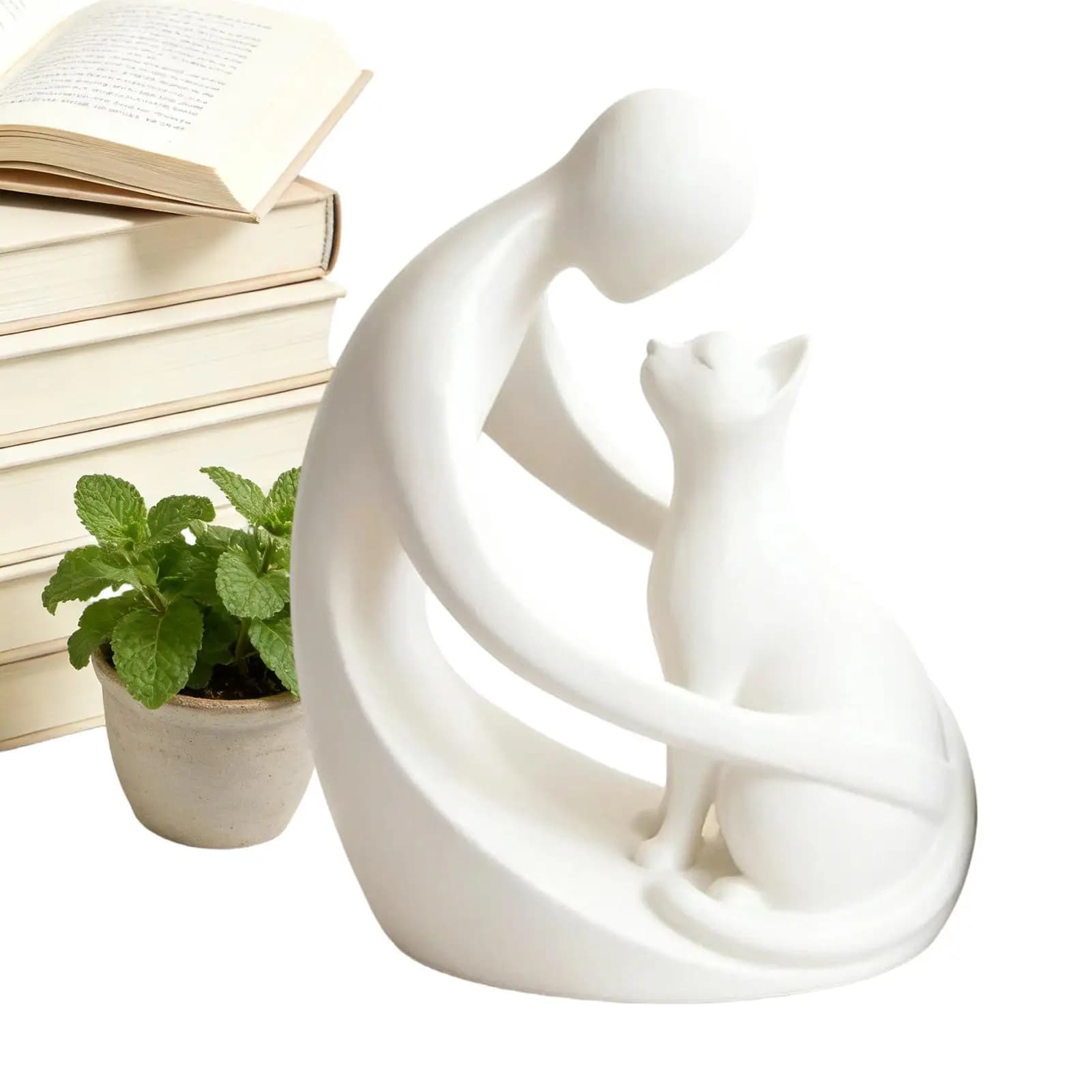 Cat sculpture home decor, a statue symbolizing the friendship between humans and cats, a desktop ornament for cat lovers