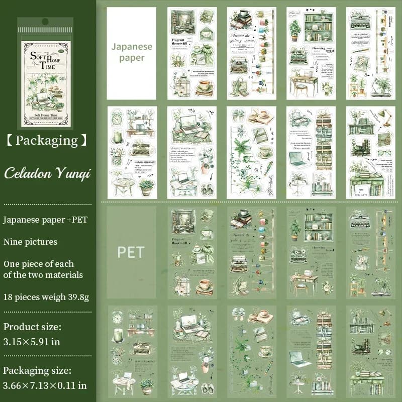 Homely Aesthetics 18 Exquisite Dual Material Die-Cut Stickers in 6 Home Decor Designs Soft  Time Series