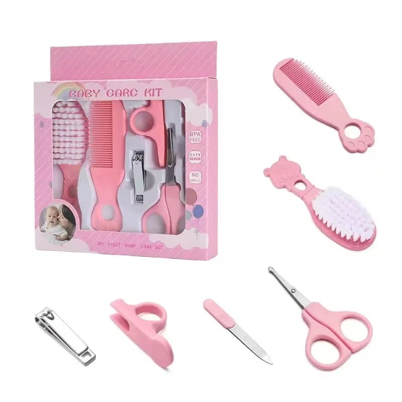 Baby Grooming Kit Baby Care Set Cute Design Comb Brush Nail Clippers Scissors Safe Newborn Infant Grooming Tools