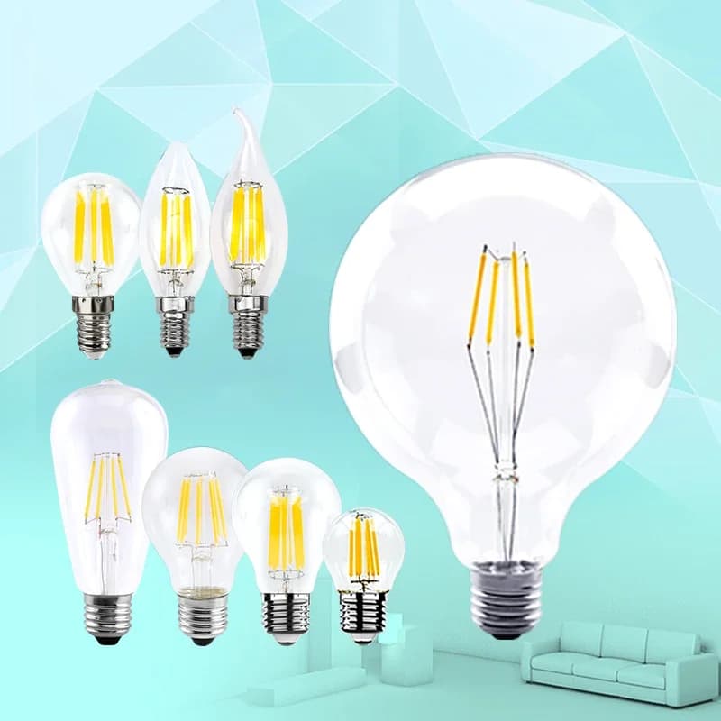 LED Retro Edison Bulb E14 E27 AC 220V 2W 4W 6W 8W Vintage Glass Lamp C35 G45 A60 ST64 G80 G95 G125 Led Filament Light Home Decor