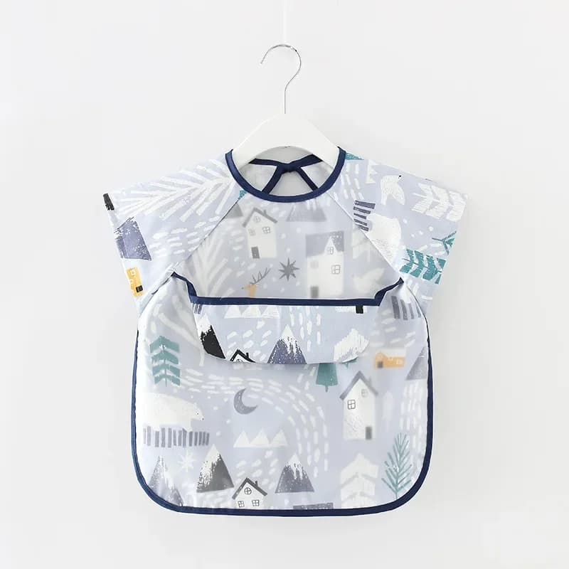 Baby Bibs Waterproof Infant Eating Bib with Pocket Children Drawing Long Sleeve Apron Kid Burp Cloth Boys Girls Bandana Stuff