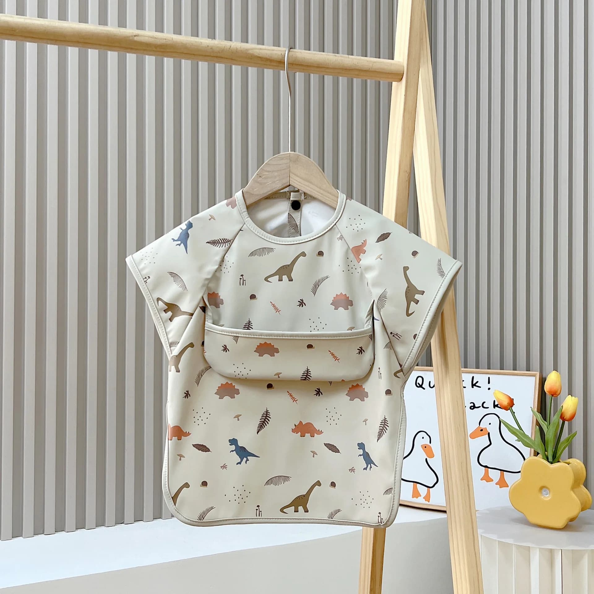 Baby Soft Waterproof Bib Kid Long Sleeves Adjustable Feeding Cloth Little Boy Girl Painting Smock Child Meal Eating Apron