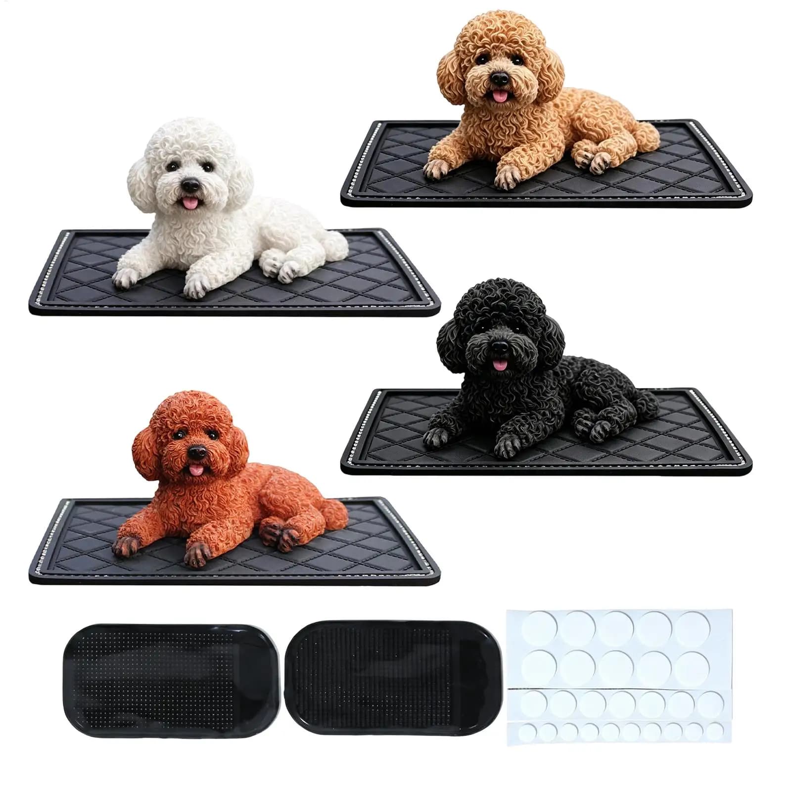 Dog Dashboard Decoration Realistic Cute Resin Puppy Statue With Mat Car Dash Decorations For Desks Bookshelves Tables Home decor