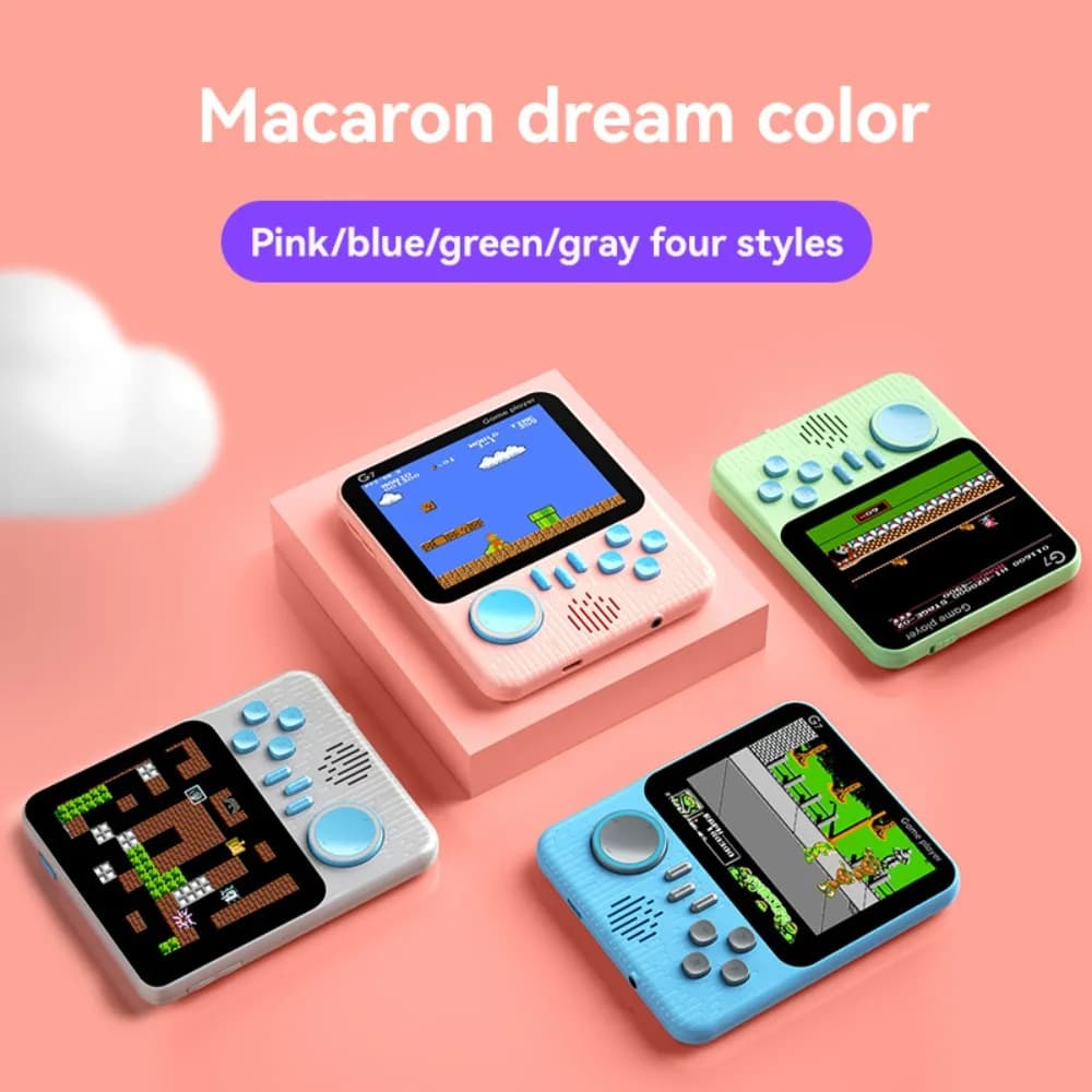 G7 Retro Handheld Game Console, 3.5-Inch LCD,  Built-In 666 Games,Portable Gaming Console, USB Charging Cable, AV Output Cable