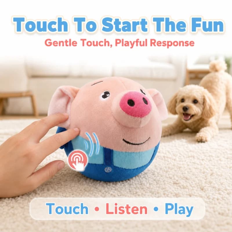 Pet Electronic Toy Cat Ball Pet Bouncing Jump Ball Music Vibration Bite Puppy Ball Interactive Dog Chewing Moving PlushDoll Toy