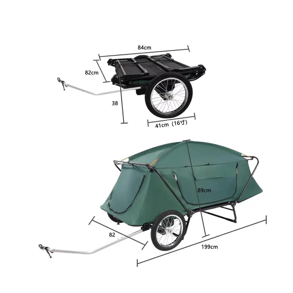 Bike Mountain Bike Camping Trailer, Outdoor Camper Vehicle, Cycling Camping Equipment Off-Ground Tent