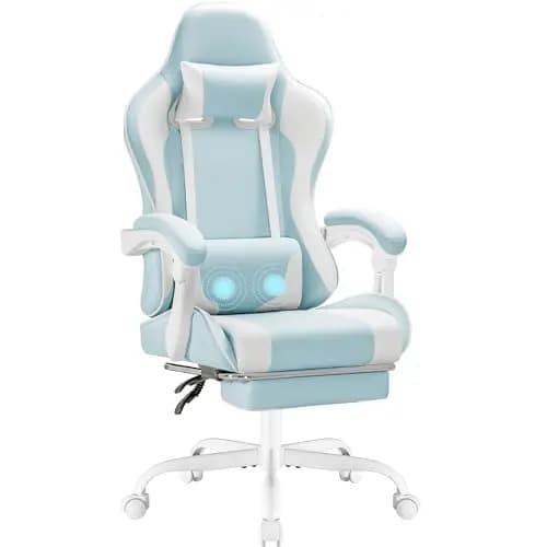 Gaming Chair, Video Game Chair with Footrest and Massage Lumbar Support, Ergonomic Computer Chair Height Adjustable