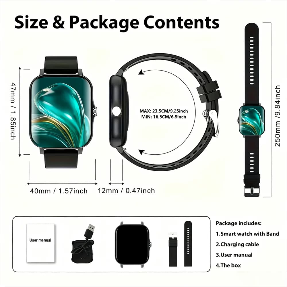 Smartwatch, New Model with Full Touch Screen, Featuring Call and Message Notifications, USB Charging,