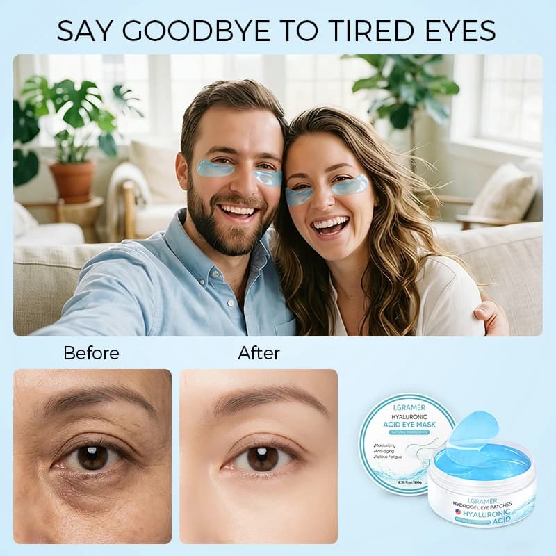 Blue Collagen Gel Eye Patches with Hyaluronic Acid, Hydrating Under Eye Mask for Puffy Eyes, Dark Circles, Eye Bags & Fine Line