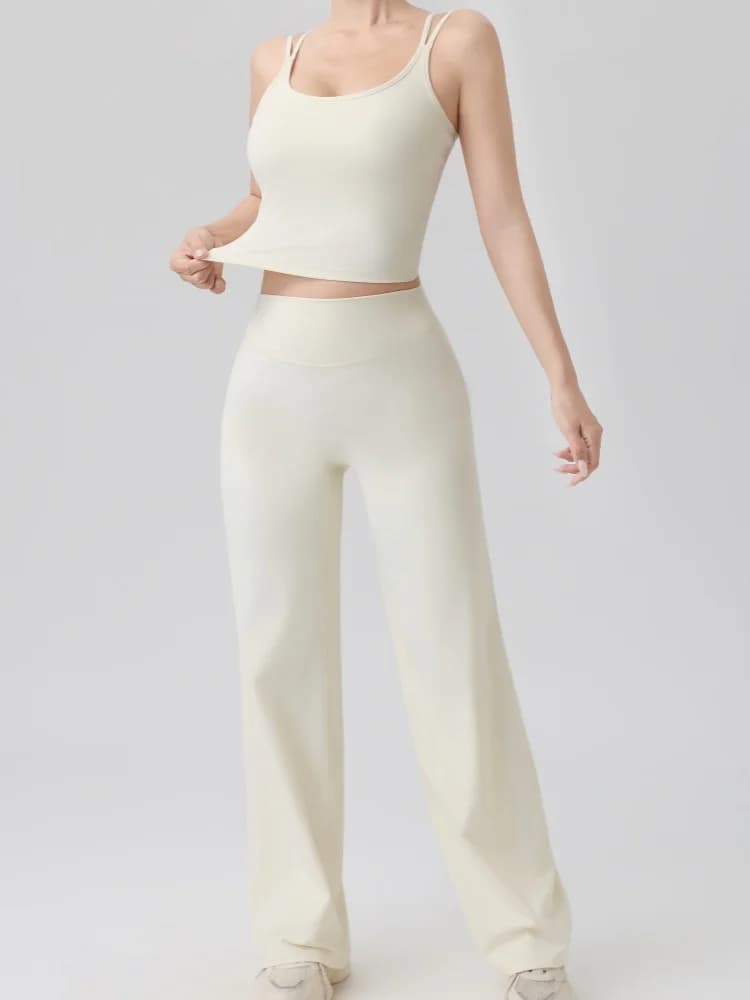 Fitness Set Women's Yoga Suit Sports Vest Straight Pants Suit Gym Tracksuit Female Workout Clothes Running Push Up Sportswear