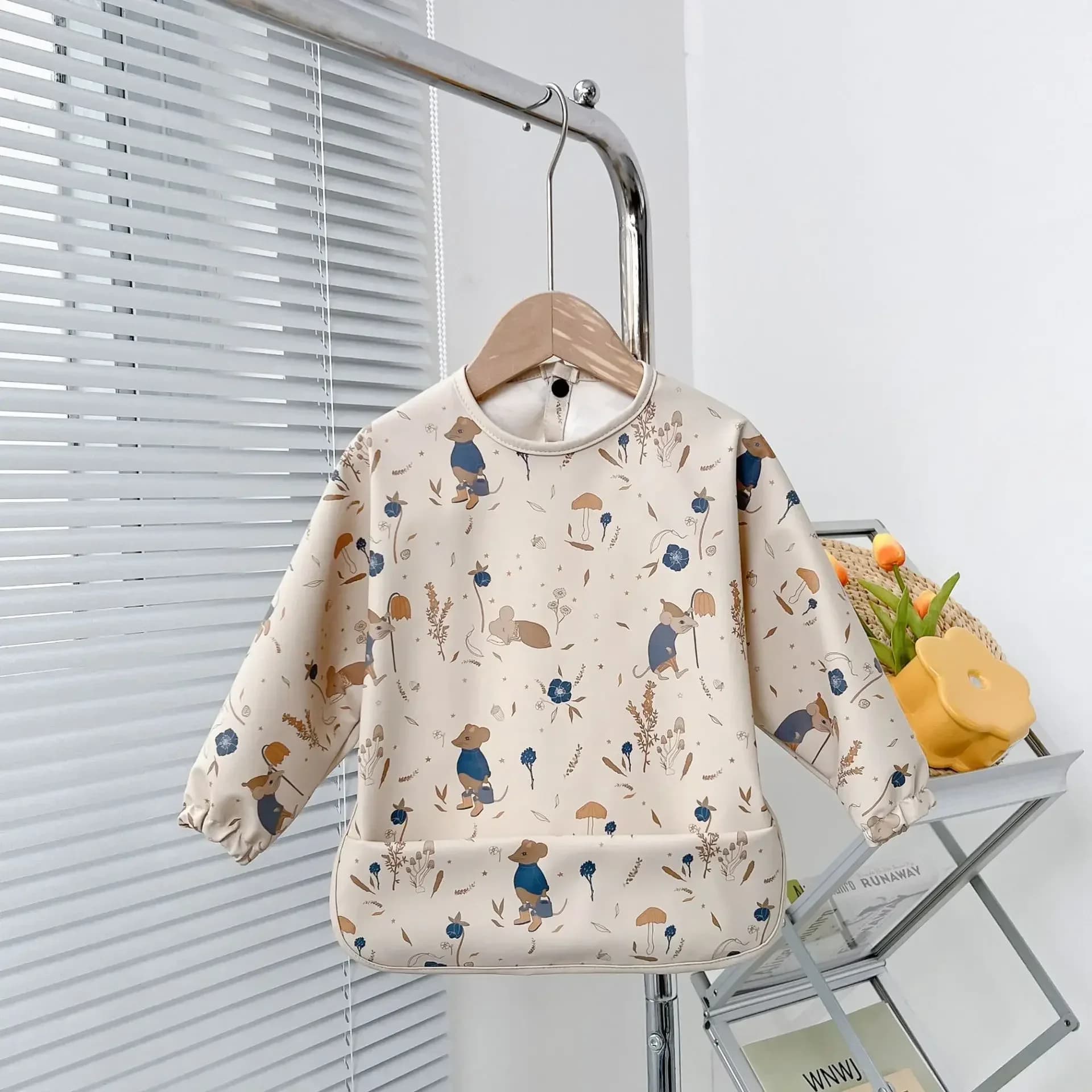 Baby Soft Waterproof Bib Kid Long Sleeves Adjustable Feeding Cloth Little Boy Girl Painting Smock Child Meal Eating Apron