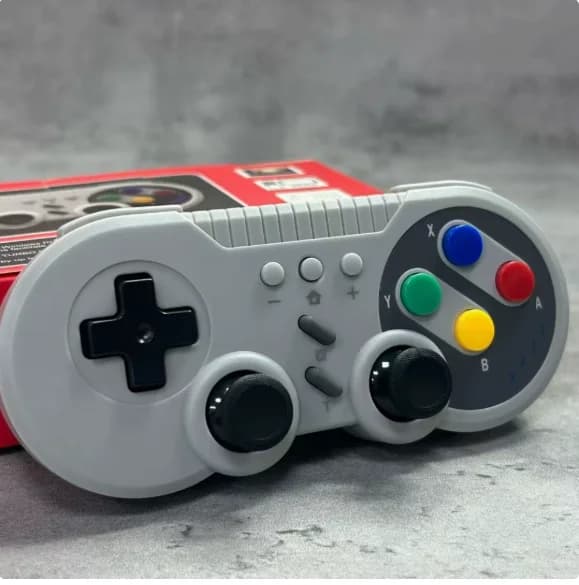 Ergonomic Gray Gaming Controller with Turbo & Motion Vibration Compatible for Switch OLED PC SNES - Motion Controlled Video Game