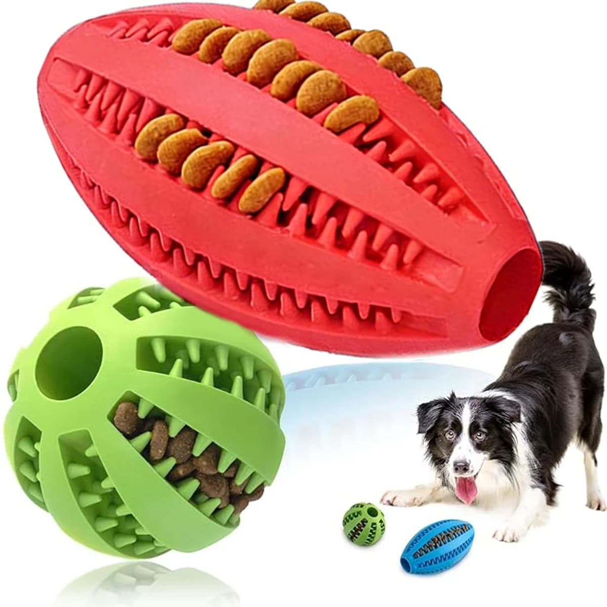 Dog Teeth Cleaning Toy, Interactive Food Dispensing Ball for Puppy Chewing Durable Rubber Treat Ball for Small Medium Large Dogs