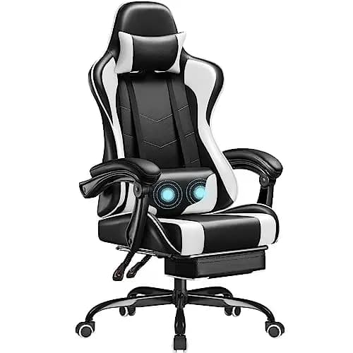 Gaming Chair, Video Game Chair with Footrest and Massage Lumbar Support, Ergonomic Computer Chair Height Adjustable