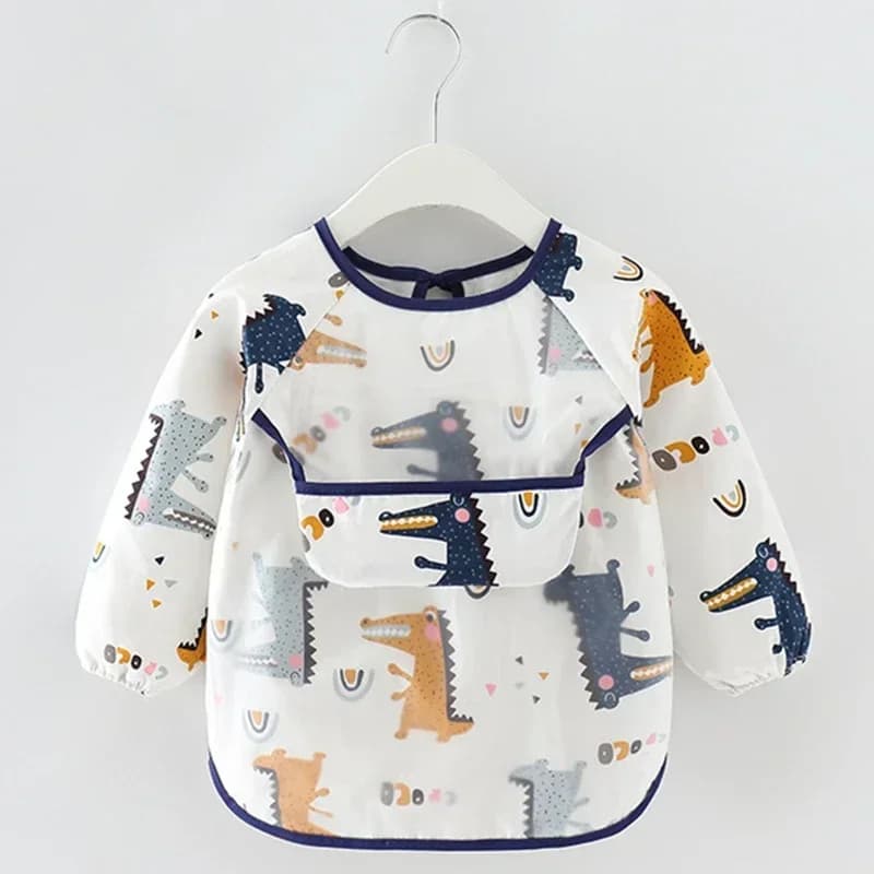Baby Bibs Waterproof Infant Eating Bib with Pocket Children Drawing Long Sleeve Apron Kid Burp Cloth Boys Girls Bandana Stuff