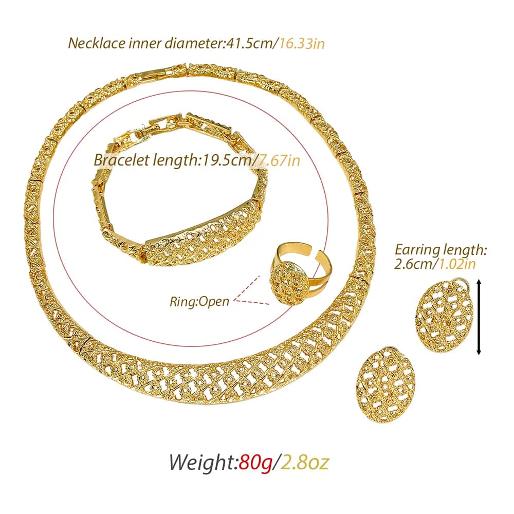 Dubai Jewelry Set Minimalistiese Quality Women Necklace Earrings Bracelet And Ring Luxury Design Weding Party Gift