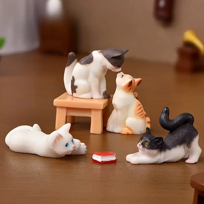 Charming Cat Figurines for Car Home Office Decor Resin Miniature Landscape Accessories DIY Fairy Gardens Succulent Displays Gift