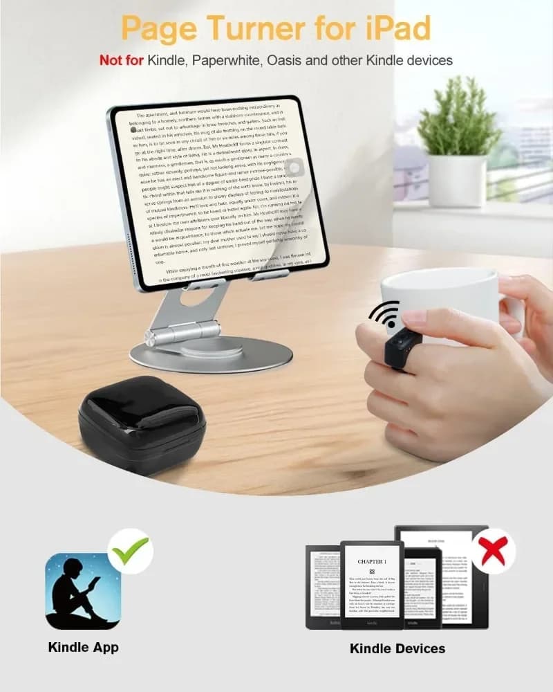 Remote Control for TikTok Page Turner Kindle App Bluetooth Video Recording Remote Scrolling Ring for TIK Tok iPhone iPad iOS