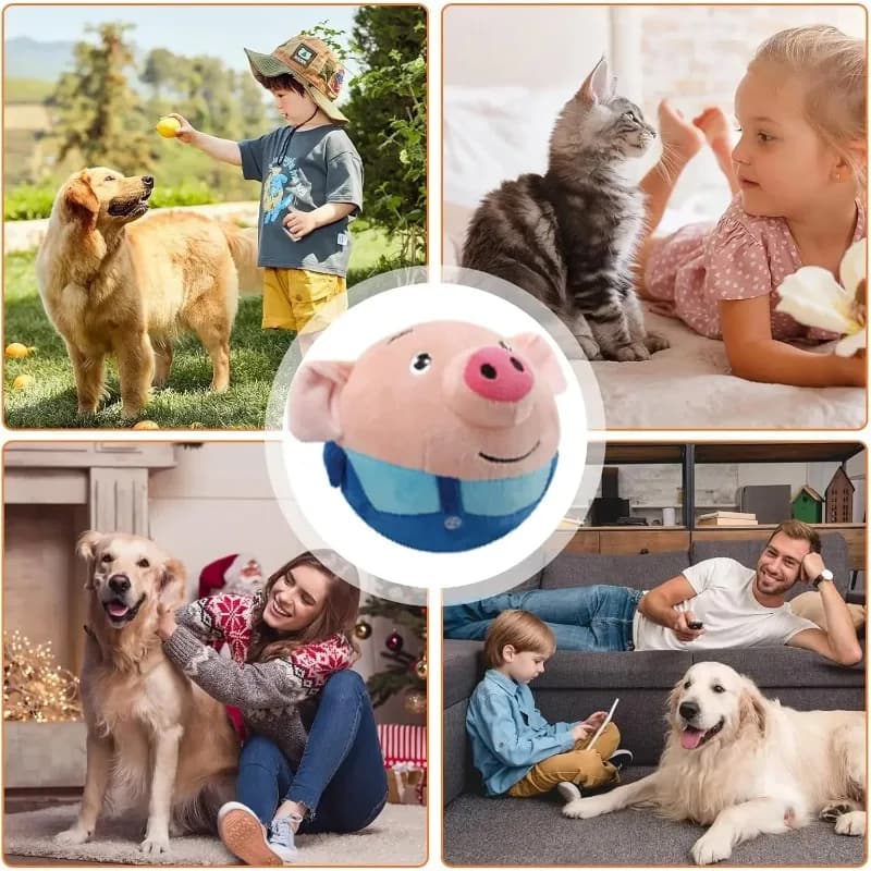 Pet Electronic Toy Cat Ball Pet Bouncing Jump Ball Music Vibration Bite Puppy Ball Interactive Dog Chewing Moving PlushDoll Toy