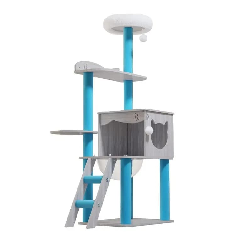 cat scratching post Wholesale Large Cat Tree House Climbing Frame Wood Pet Cat Flower Tree Interactive Cat Furniture Tower