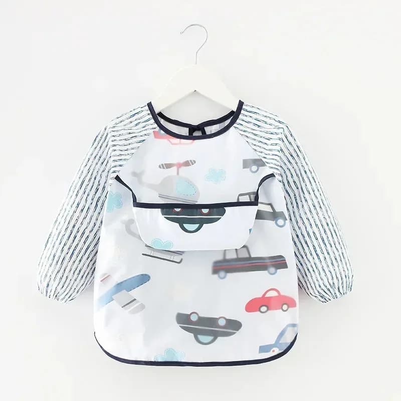 Baby Bibs Waterproof Infant Eating Bib with Pocket Children Drawing Long Sleeve Apron Kid Burp Cloth Boys Girls Bandana Stuff
