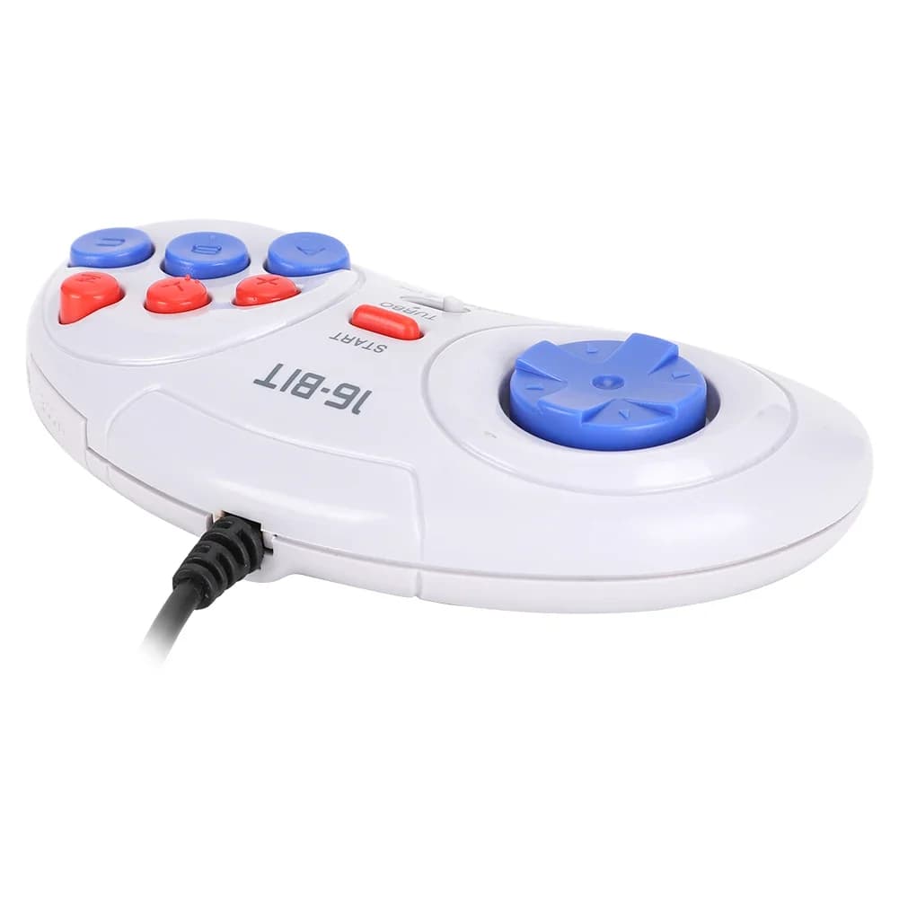 16Bit 9-Pin Mini Handheld Game Console, Ergonomic Gaming Controller Gamepad White With Turbo Function, Comfortable Hand Feeling