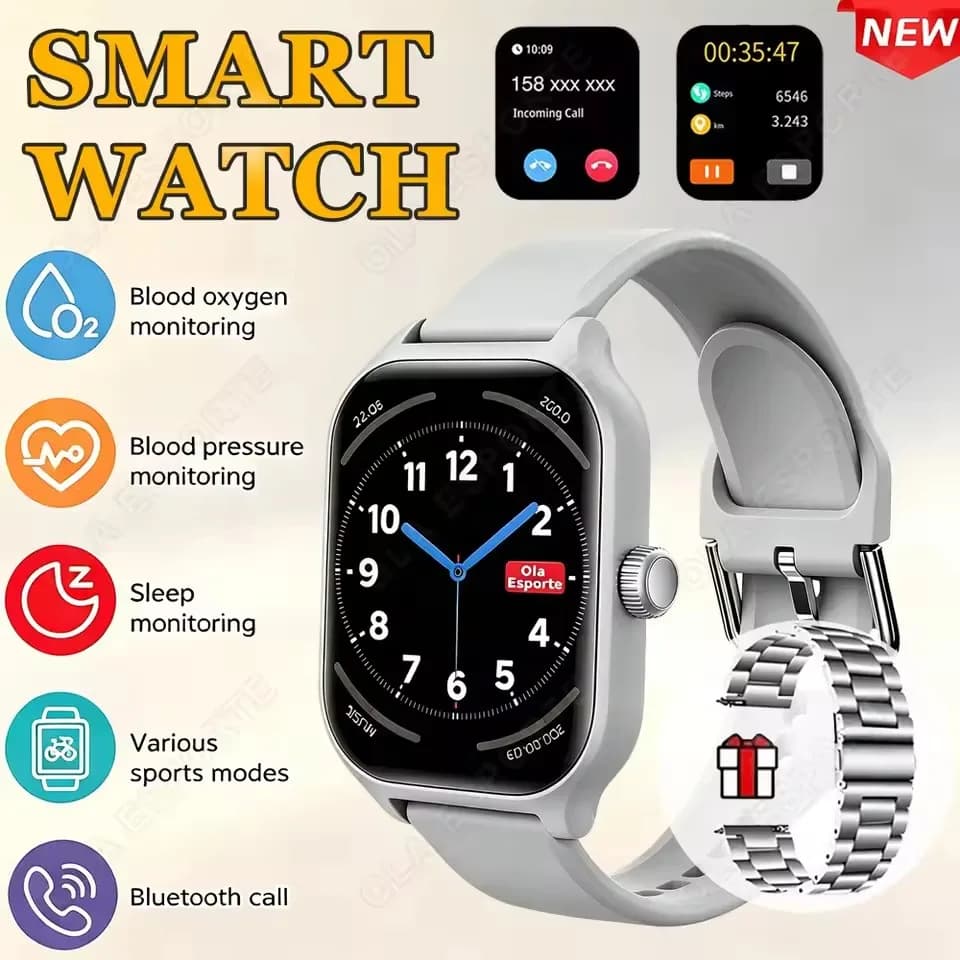 Smart watch with full touch screen, call, message reminder, music control and other functions, compatible with iPhone/android mo