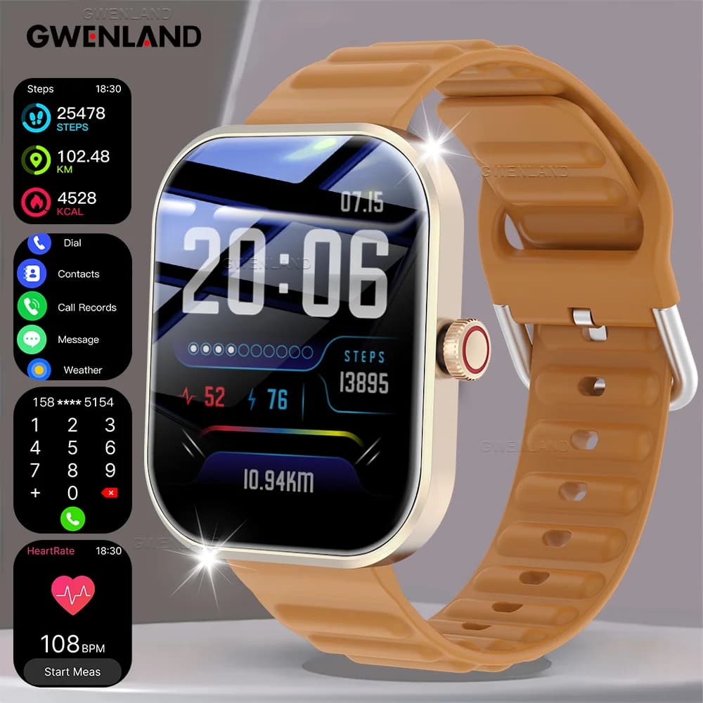 New Smart Watch for Men Women - 2.01" HD Full Touch Screen, wireless Call, Health monitoring & Sleep Monitor, Fitness Tracker,