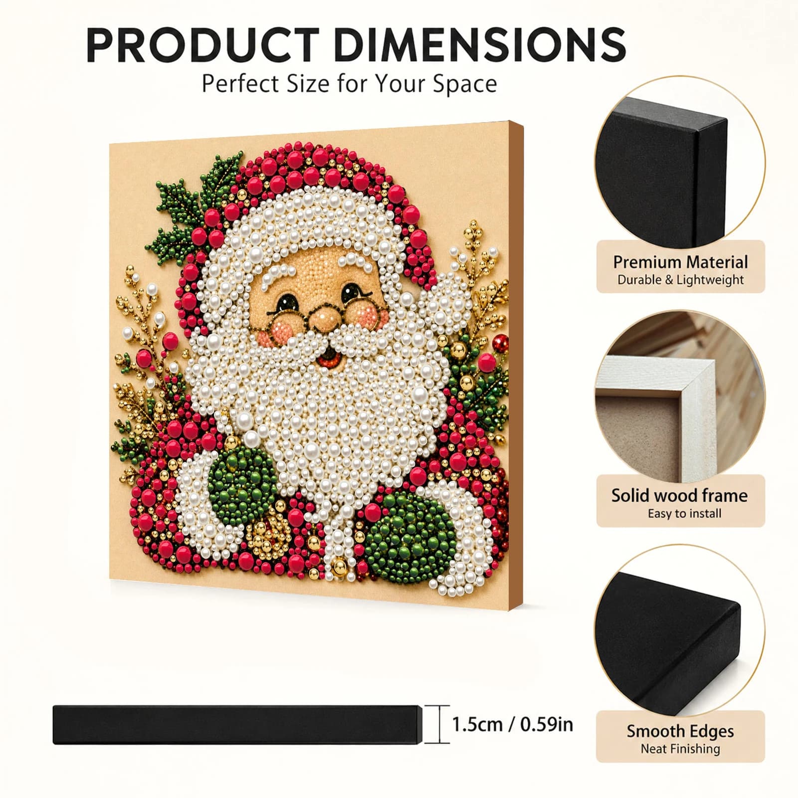 Christmas Decor DIY Santa Claus Snowman 3D Pearl Painting Diamond Art Kits for Beginners 20*20CM for Home Wall Decoration Gift