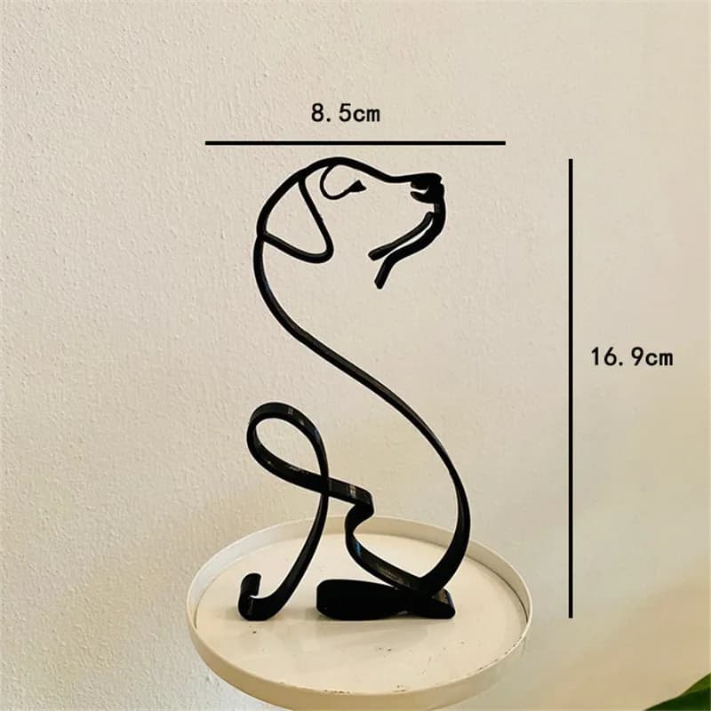 Dog Art Sculpture Metal Dog Abstract Minimalist Art Iron Figurines Office Desktop Accessories For Home Decoration Cute Miniature