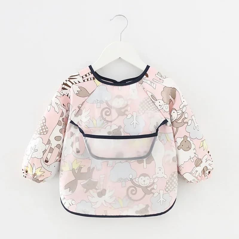 Baby Bibs Waterproof Infant Eating Bib with Pocket Children Drawing Long Sleeve Apron Kid Burp Cloth Boys Girls Bandana Stuff