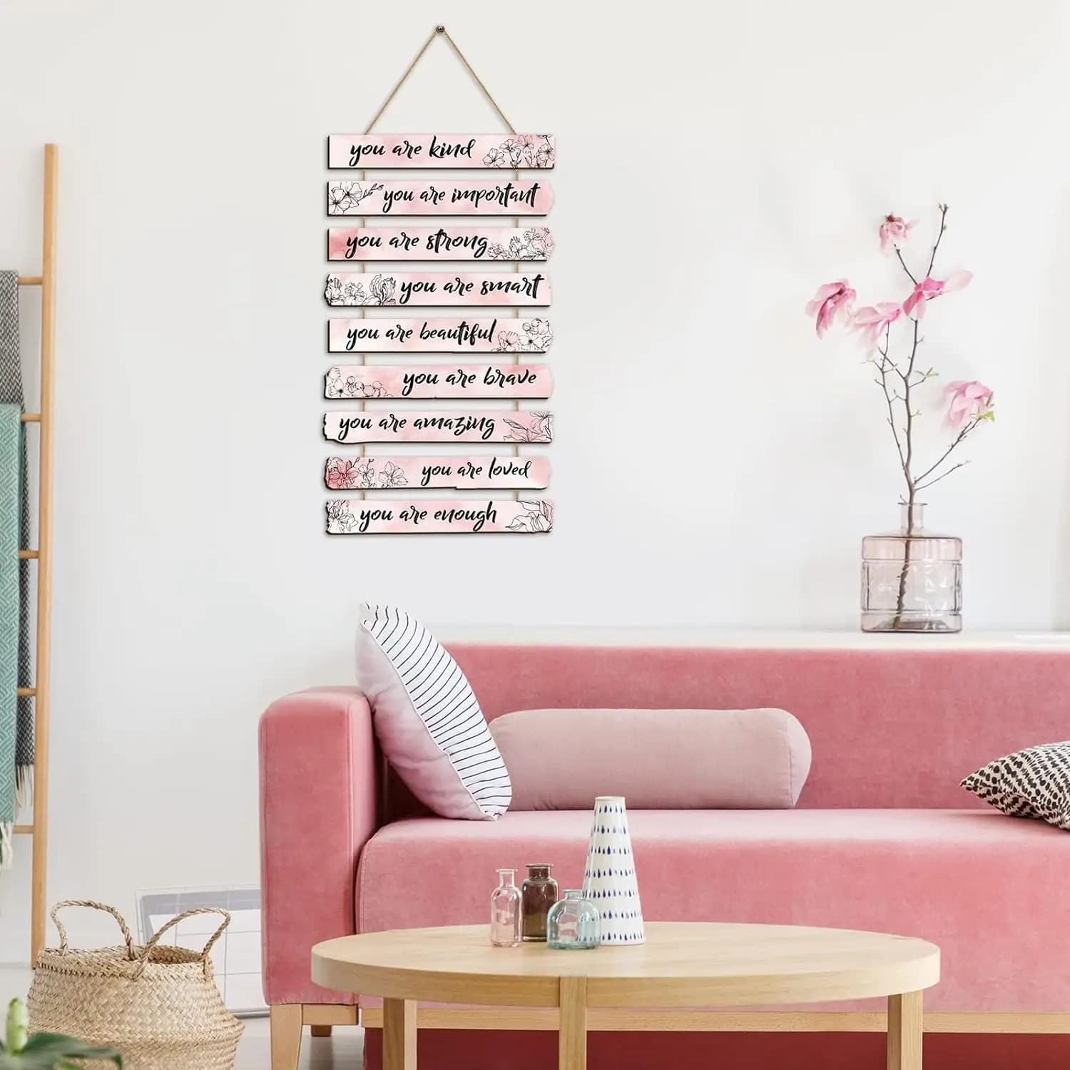 1Set Inspirational Floral Wall Decor You Are Amazing Beautiful Love Quotes Wooden Art Wall Sign Positive Home Decors for Bedroom